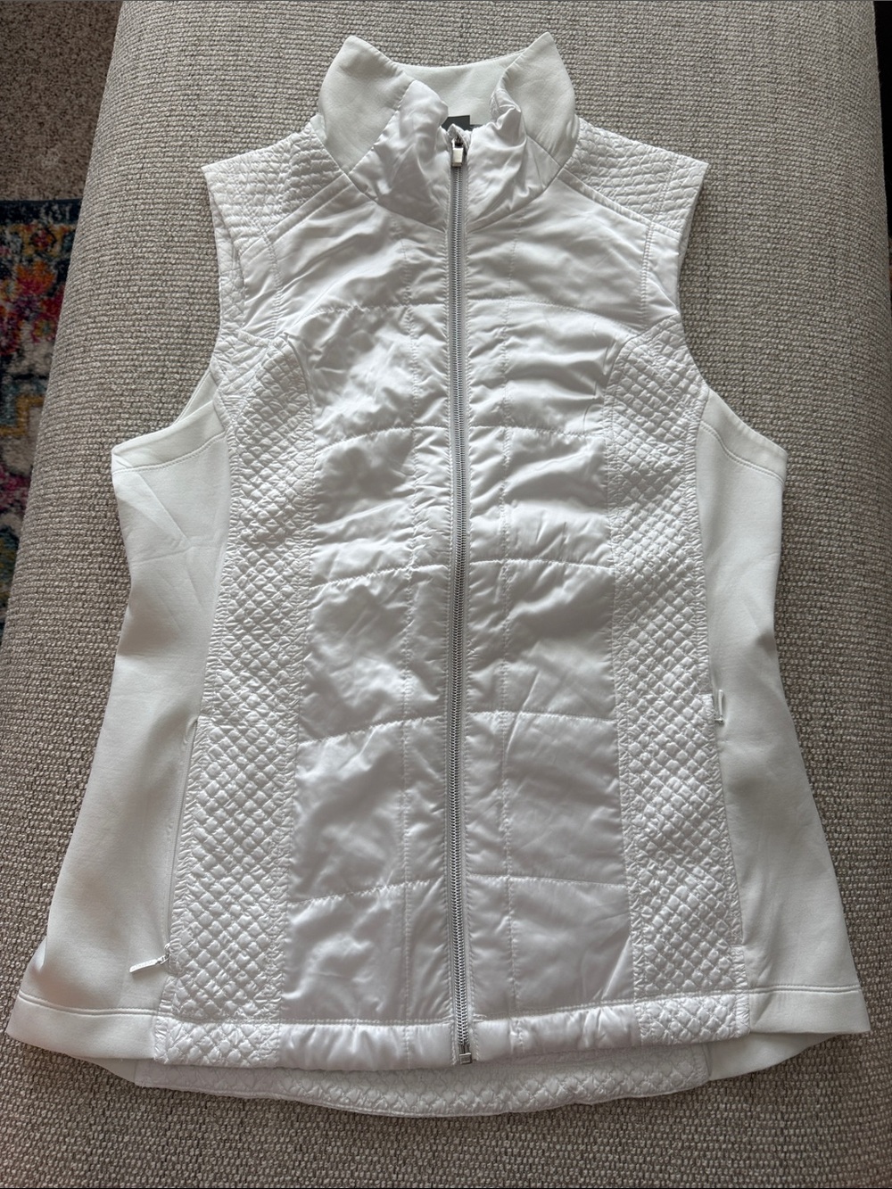 Athleta White Quilted Sleeveless Puffer Vest